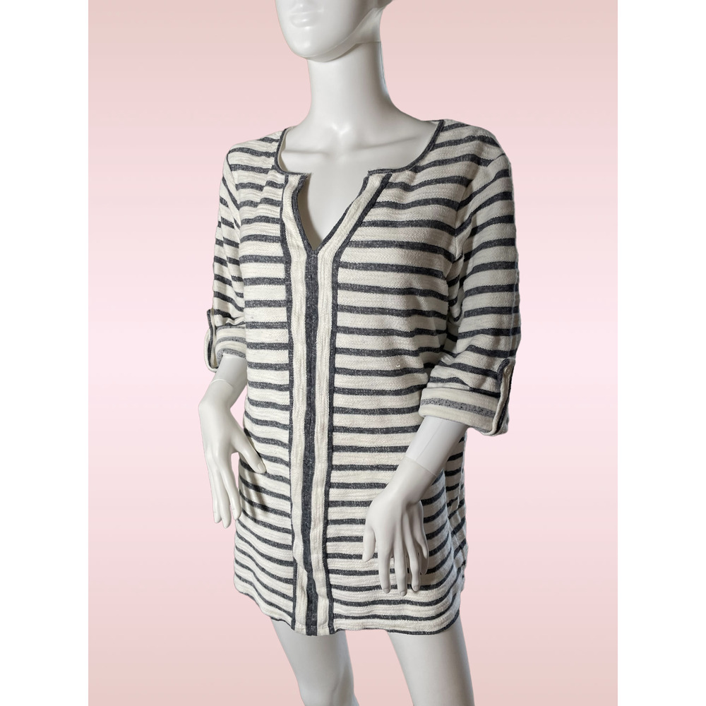 Max Edition Soft Textured Top, Cotton Gauze, V Neck, Petite Large